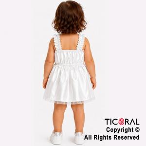DISFRAZ PRINCESA CORTO CON BRETEL FRUNCIDO BLANCO TALLE 0